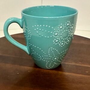 Vintage Starbucks 2006 Aqua Turquoise Floral Embossed Mug – 12oz